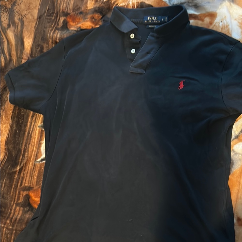 Polo Ralph Lauren Black Polo Shirt with Red Logo